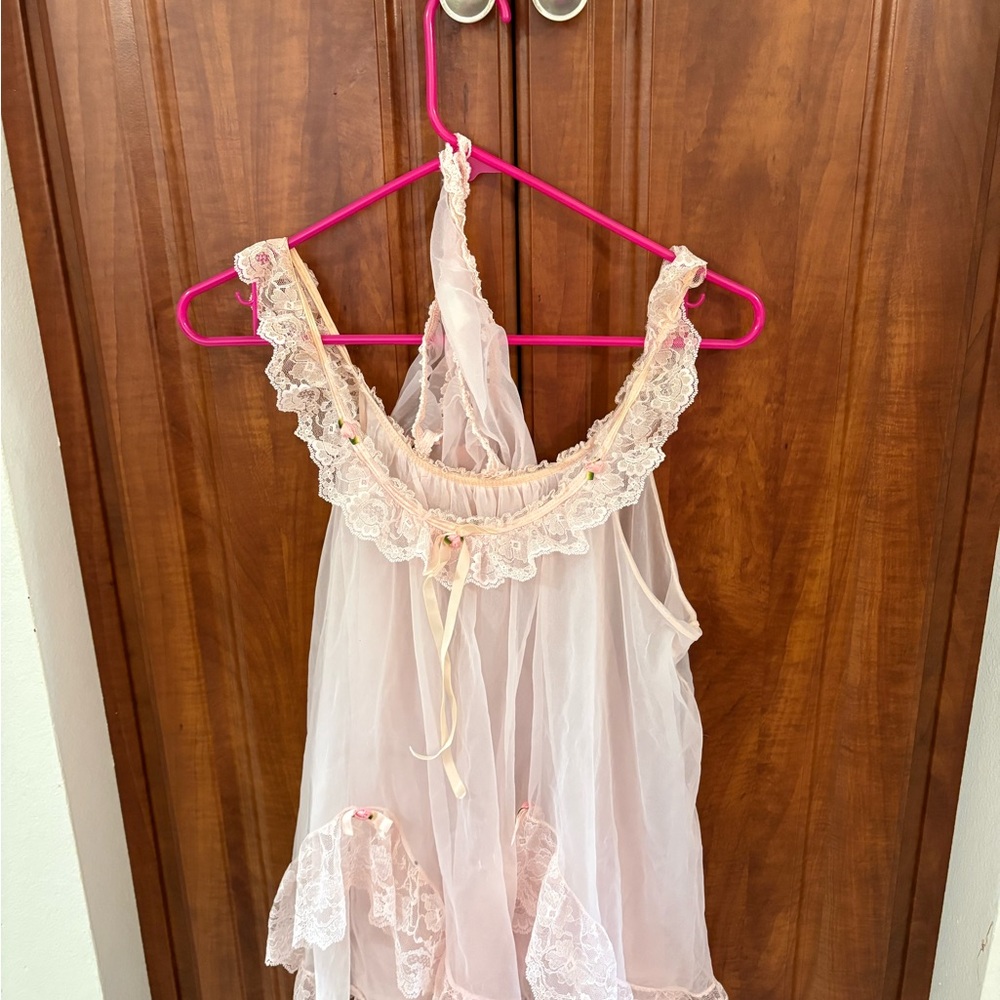 INNER MOST PINK BABYDOLL SHEER SHORT NIGHTGOWN SIZE MEDIUM